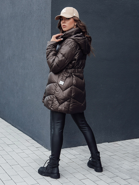 Gesteppter Damen-Wintermantel mit Kapuze BLOOM mocha Dstreet TY4517