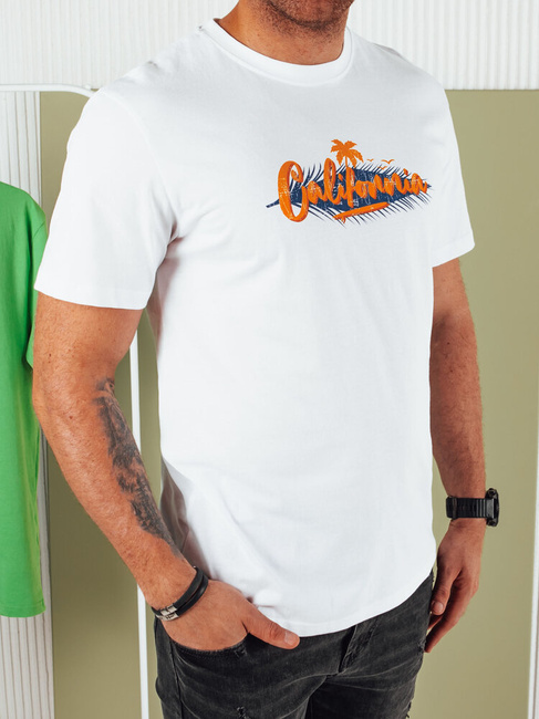 Bedrucktes weißes Herren-T-Shirt Dstreet RX5371
