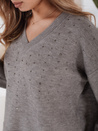 Damen Pullover mit V-Ausschnitt VERALIA grau Dstreet MY2519