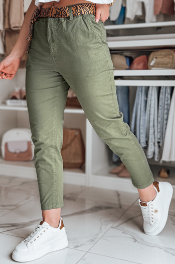 Damen Freizeithose mit Gürtel MADELINA khaki Dstreet UY2628