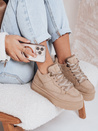 Damen Pelz Plattform Turnschuhe beige Dstreet ZY1070