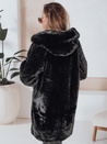 MISSFLUFF Damen Pelzmantel schwarz Dstreet TY4982