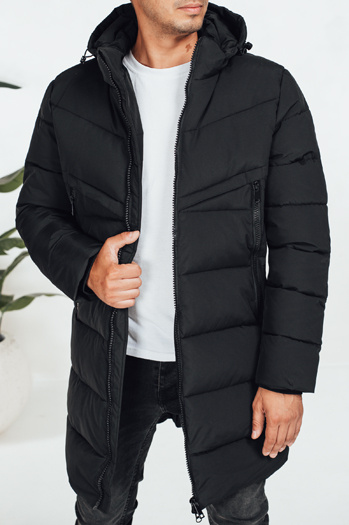 Herren Winterjacke mit Kapuze schwarz gesteppt TX5070