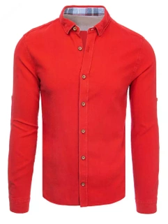 Herren Langarm Hemd Farbe Rot DSTREET DX2266_1