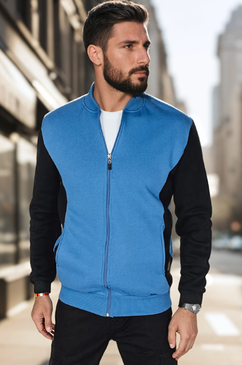 Herren Sweatshirt mit Reißverschluss und Stehkragen blau Dstreet BX5905