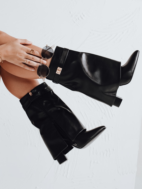 Damen Stiletto-Stiefel mit breitem Schaft schwarz Dstreet ZY1116