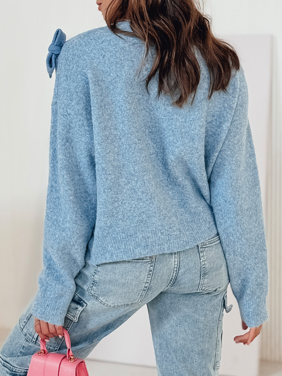 Damen Pullover in Übergröße BOWTONE mit Schleifen blau Dstreet MY2353