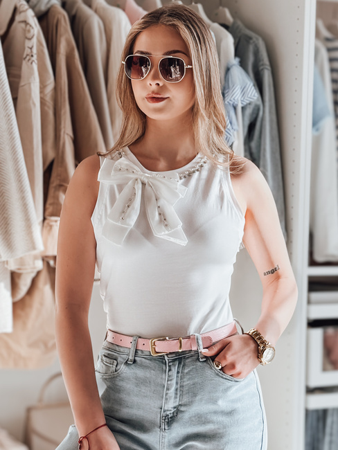 Trägerloses Damen-T-Shirt mit Schleife PERBOW weiß Dstreet RY2732