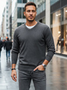Hellgrauer Herren Pullover mit Rundhalsausschnitt Dstreet WX2316