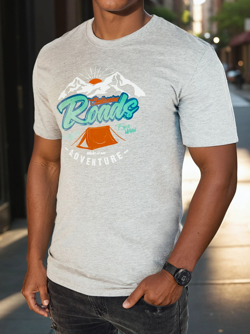 Bedrucktes graues Herren-T-Shirt Dstreet RX5401