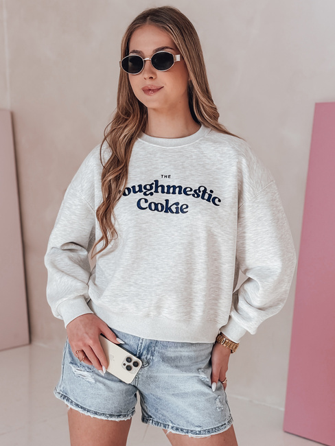 Damen Sweatshirt in Übergröße mit COOKIES Druck hellgrau Dstreet BY1444