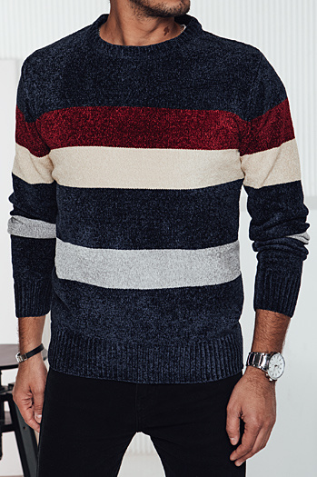 Gestreifter Marineblauer Herren-Pullover Dstreet WX2240