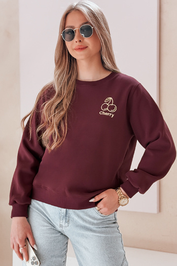 Damen Sweatshirt in Übergröße mit Stickerei CHERSOFT Pflaume Dstreet BY1399