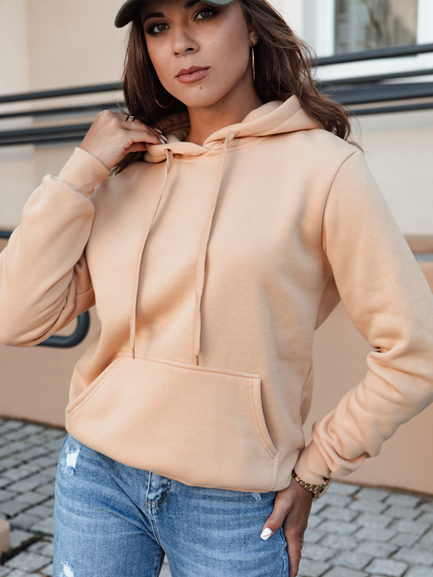 Damen BASIC Sweatshirt mit Kapuze in camel Dstreet BY1330