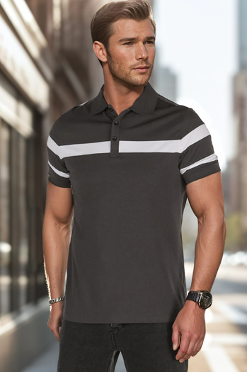 Herren Poloshirt mit Streifen dunkelgrau Dstreet PX0630
