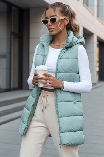 Damen Steppweste mit Kapuze BRITA grün Dstreet TY4511