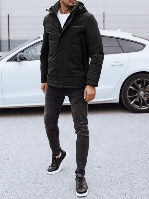 Herren Winterjacke mit Kapuze schwarz Dstreet TX4908