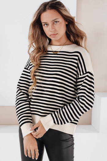 Gestreifter Damen-Pullover ELVARA beige Dstreet MY2523