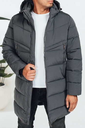 Herren Winterjacke mit Kapuze dunkelgrau gesteppt TX5071