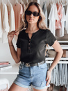 Damen Einheitsgröße gerippte Bluse KISS LOOK schwarz Dstreet RY2833