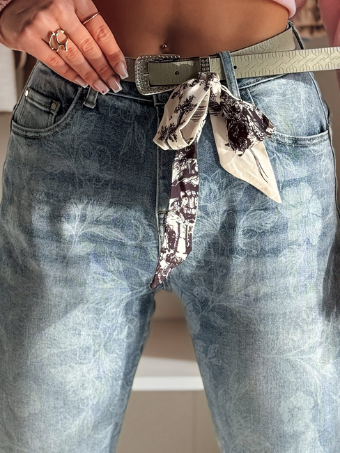 Damen Denim Slim Fit Hose mit Gürtel FLORETTA blau Dstreet UY2490