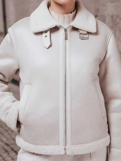 Damen Wildleder Schafsfell Mantel KASAMIRA weiß Dstreet TY4739