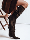 Damenstiefel mit Crinkle-Obermaterial aus Wildleder braun Dstreet ZY1111