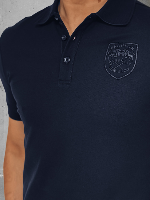 Herren Poloshirt mit Aufnäher blau Dstreet PX0625