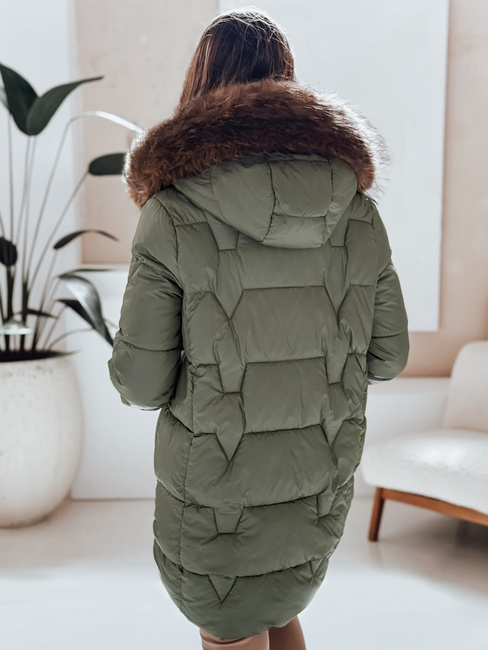 Damen Winterjacke NORINA gesteppt mit Pelz grün Dstreet TY5055