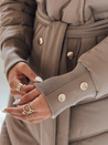 Gesteppte Damen Winterjacke mit Kunstpelz dunkelbeige Dstreet TY5079