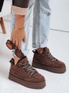 Damen Pelz Plattform Turnschuhe braun Dstreet ZY1069