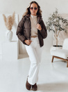 Kurze Damen GLAMVO Daunenjacke mit Kapuze braun Dstreet TY4951