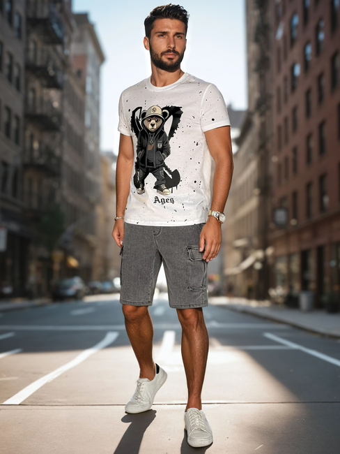 Bedrucktes Herren-T-Shirt weiß Dstreet RX5656