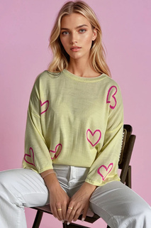 Damen Oversize Pullover SWEET HEART Farbe Zitrone DSTREET MY1926