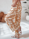 Weit geschnittene Damenhose mit Blumenmuster LOVEGARDEN camel Dstreet UY2657