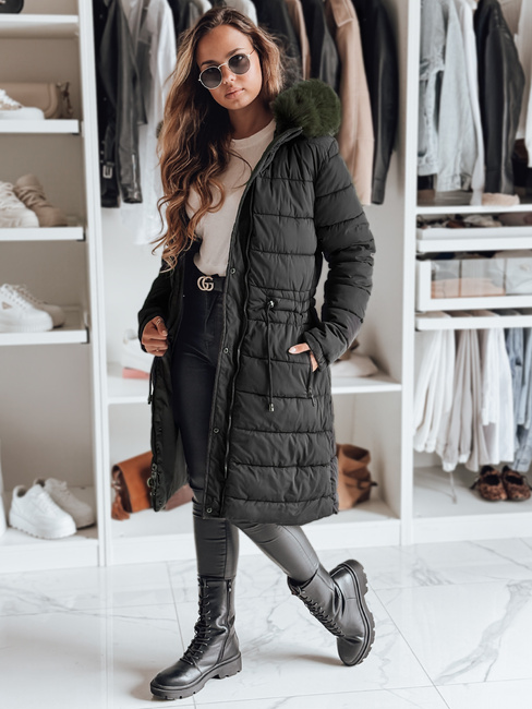 Damen Winter Parka Jacke TRENDNEL wendbar mit Kapuze schwarz Dstreet TY5023