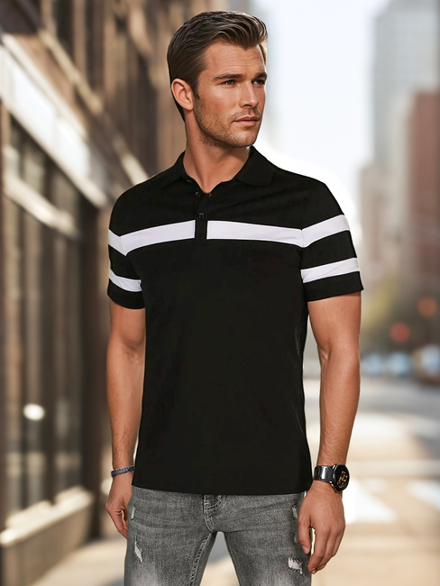 Herren Poloshirt mit Streifen schwarz Dstreet PX0631