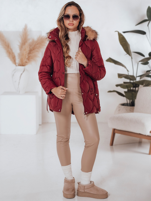 Damen Winterjacke LUMORE gesteppt mit Kapuze kastanienbraun Dstreet TY5014