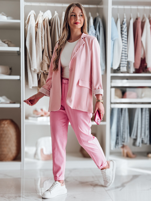 Elegante Damen Bundfaltenhose mit Gürtel PLISSO rosa Dstreet UY2519