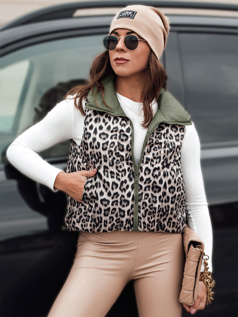 Damen LEOVELLA Übergangsweste kurz gesteppt Zwei-Wege-Weste grün Dstreet TY5496