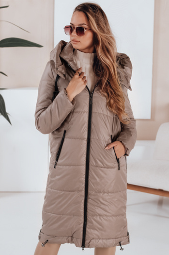 Damen Übergangsjacke ORVITA gesteppt mit Kapuze dunkelbeige Dstreet TY5027