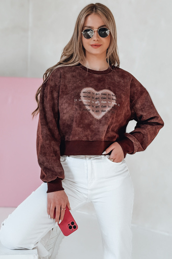 Damen Sweatshirt in Übergröße mit Herz DESSER burgunderrot Dstreet BY1463