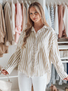 Damen Oversize-Shirt mit längerem Rücken SAMONE in beige und weiß gestreift Dstreet DY0463