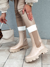 Damen TRUESTEP lange Stiefel mit dicker Sohle beige Dstreet ZY0533