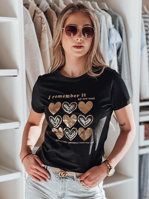 Damen Herz-T-Shirt LOVETIK schwarz Dstreet RY2734