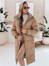 WINTERMISS Damen Winter lange Steppjacke mit Kapuze dunkelbeige Dstreet TY4966