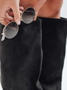 Damenstiefel mit breitem Schaft aus Wildleder schwarz Dstreet ZY1024