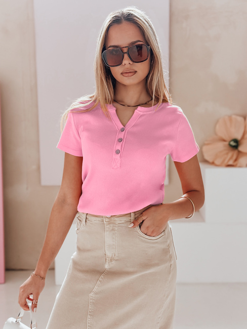 Damen Einheitsgröße gerippte Bluse KISS LOOK rosa Dstreet RY2837