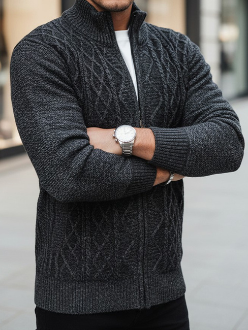 Herren Pullover ohne Knöpfe dunkelgrau Dstreet WX2252z