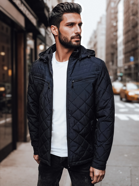 Herren Übergangsjacke mit Kapuze navy blau Dstreet TX4990